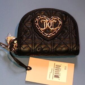 Juicy Couture Liquorice V-Chain My Heart Half Moon ZA Card Case + Mirror NWT